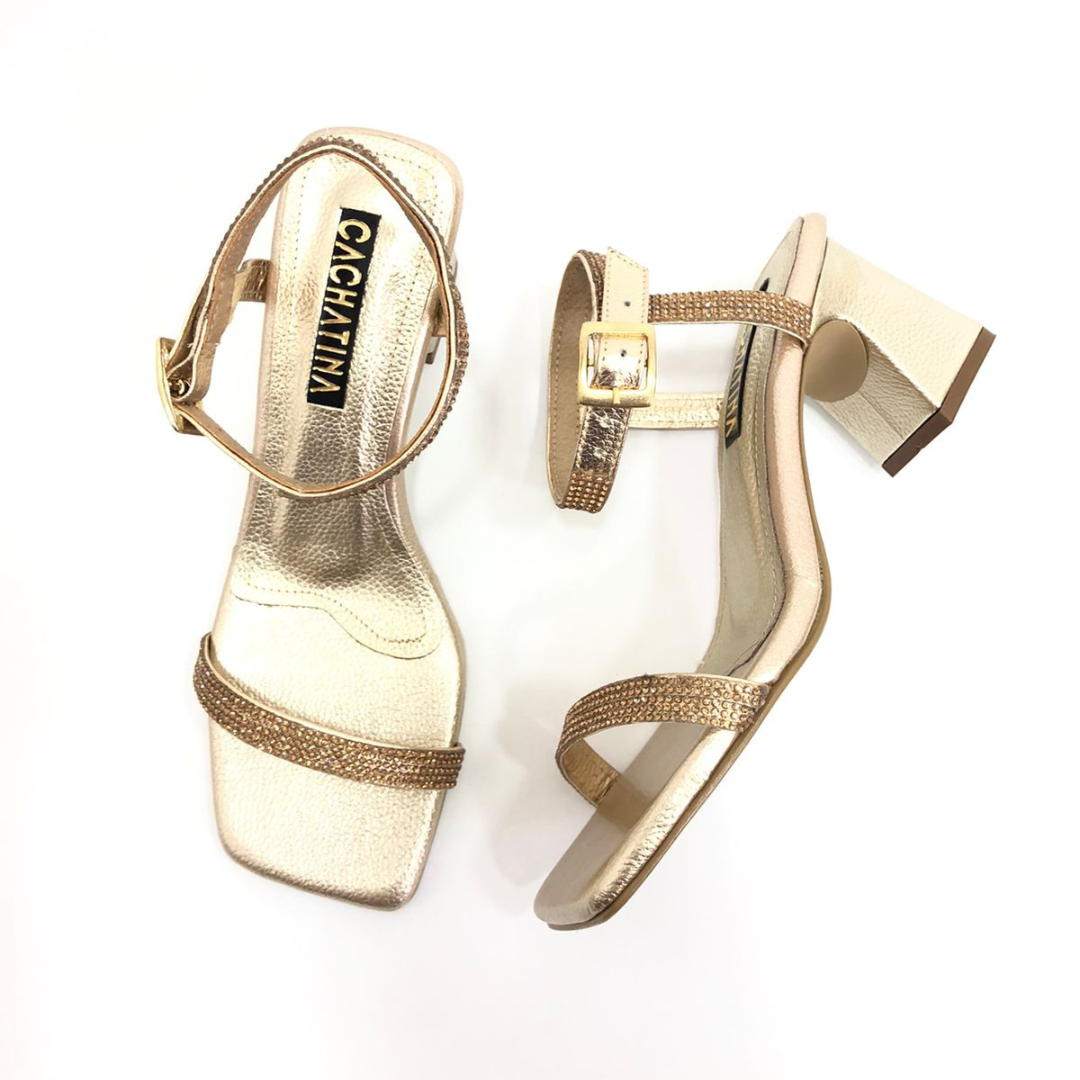 CALZADO CACHATINA - TACON MUJER - YIFENG - CUERO DORADO - ALTURA 5.5 (7.5 CM)
