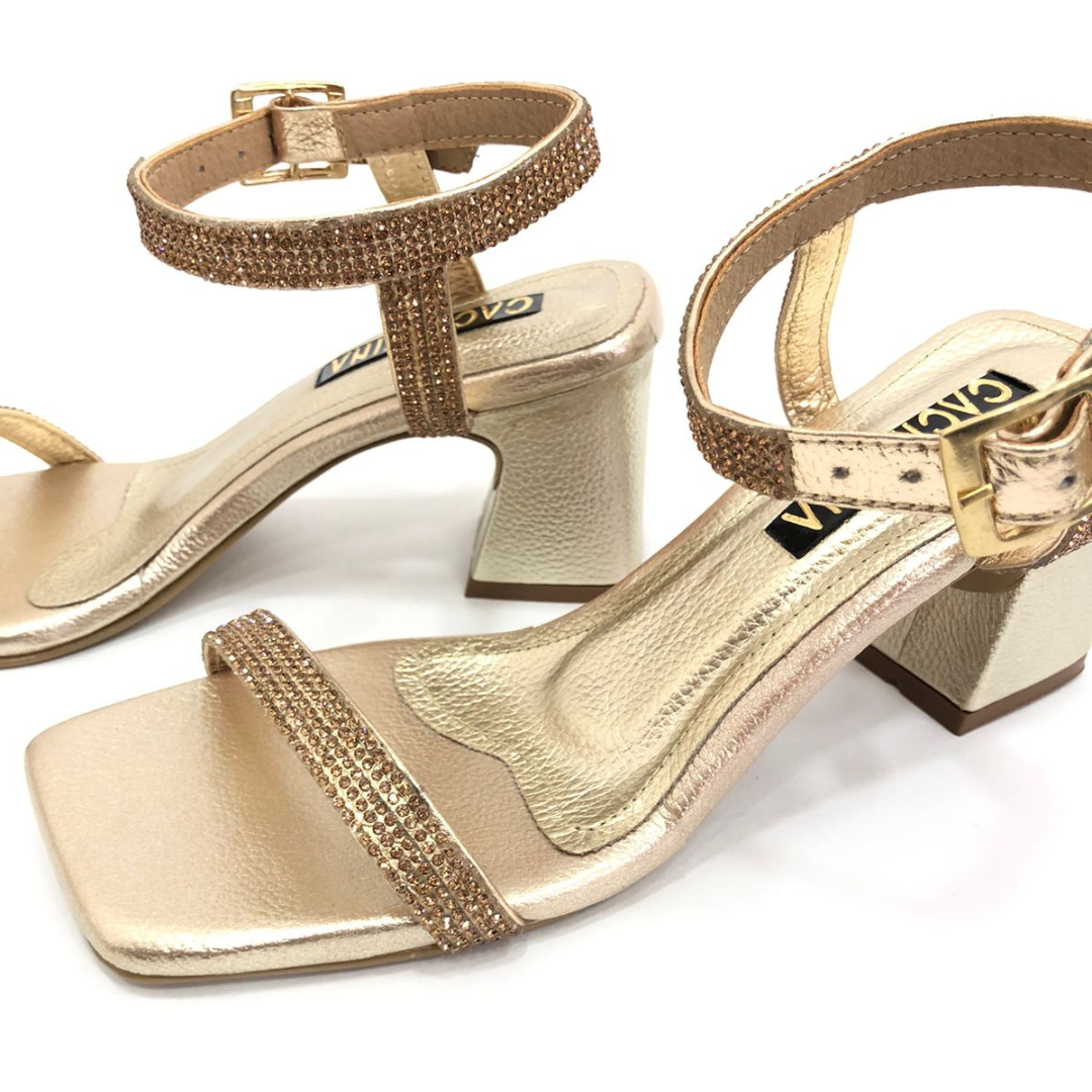 CALZADO CACHATINA - TACON MUJER - YIFENG - CUERO DORADO - ALTURA 5.5 (7.5 CM)
