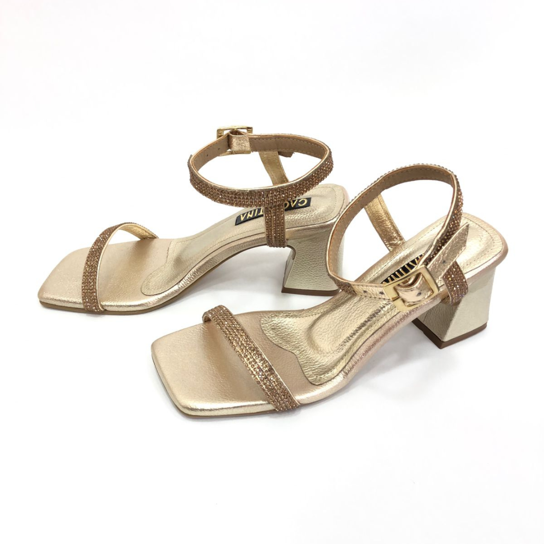 CALZADO CACHATINA - TACON MUJER - YIFENG - CUERO DORADO - ALTURA 5.5 (7.5 CM)