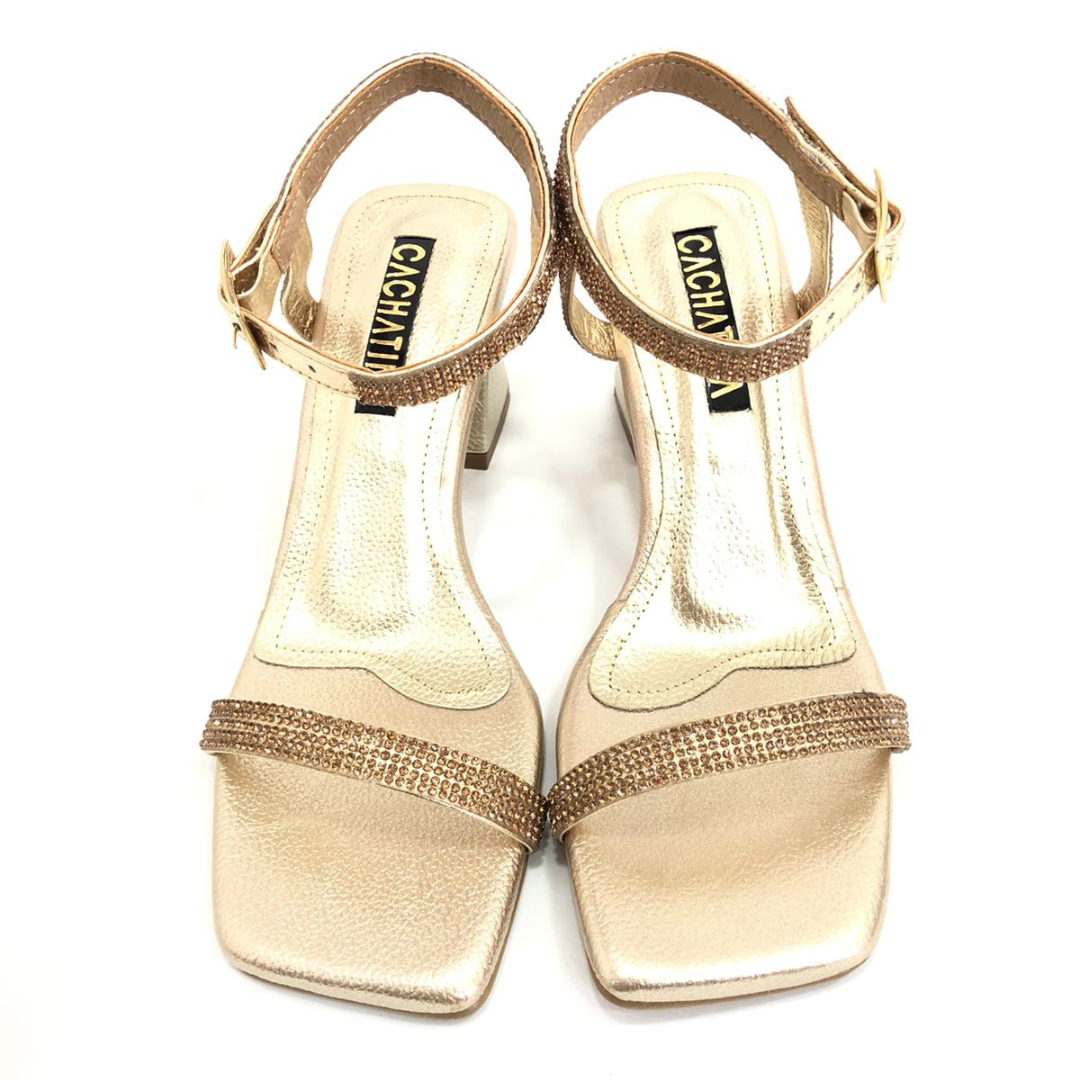 CALZADO CACHATINA - TACON MUJER - YIFENG - CUERO DORADO - ALTURA 5.5 (7.5 CM)