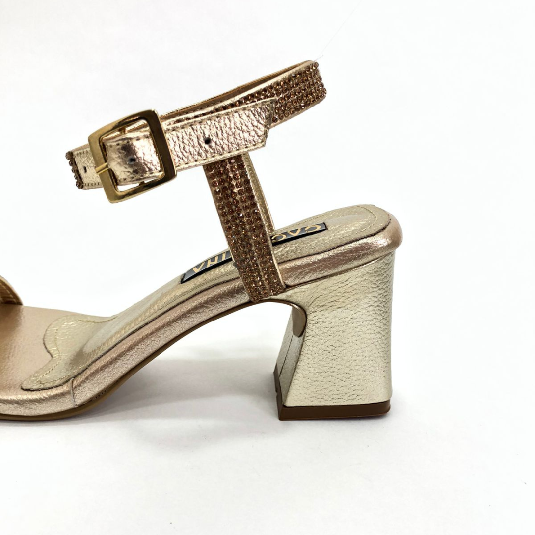 CALZADO CACHATINA - TACON MUJER - YIFENG - CUERO DORADO - ALTURA 5.5 (7.5 CM)