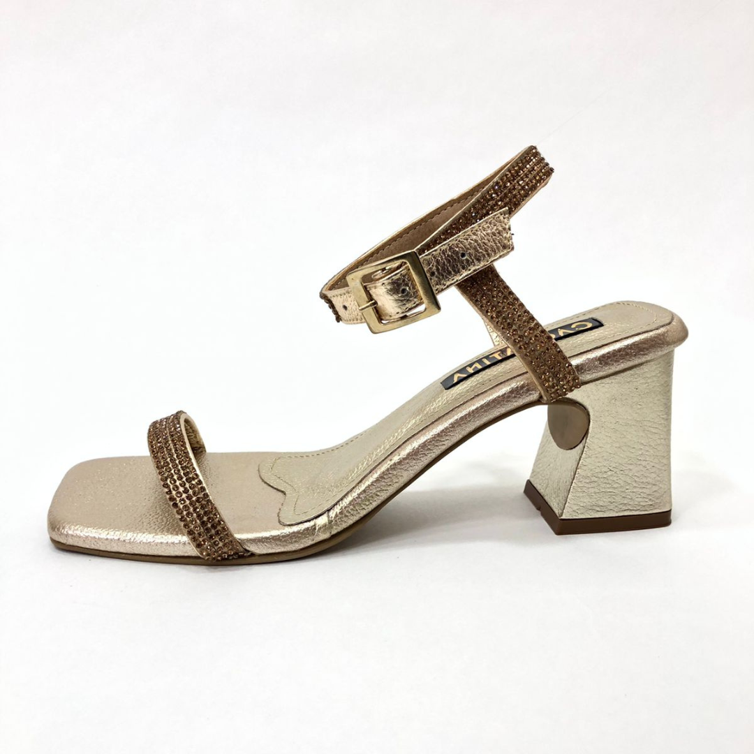 CALZADO CACHATINA - TACON MUJER - YIFENG - CUERO DORADO - ALTURA 5.5 (7.5 CM)