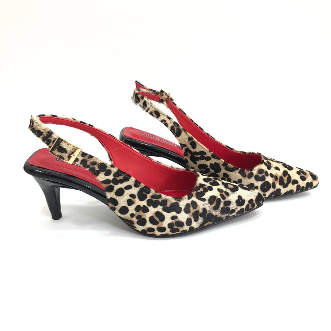 YUHONG - CALZADO CACHATINA - ESTILETO MUJER - CUERO ANIMAL PRINT X ROJO - TACON 5.5 (8 CM)
