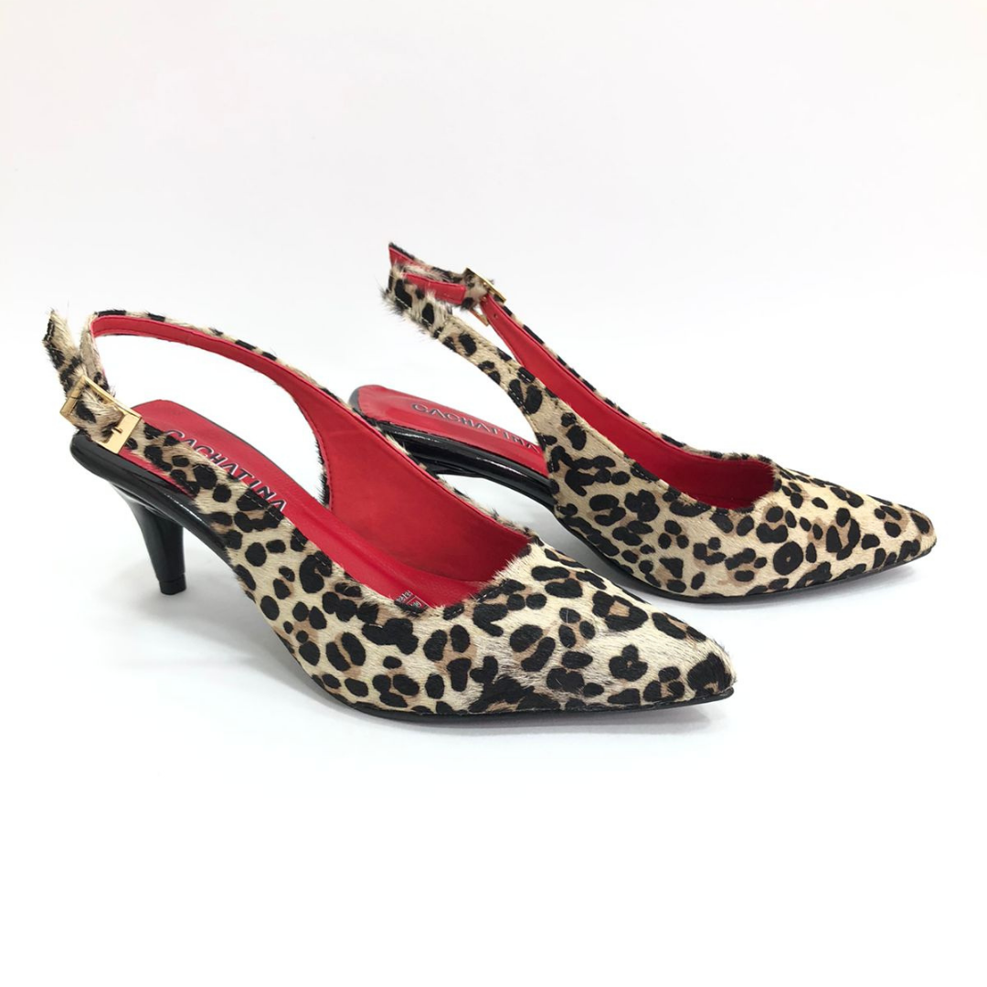 YUHONG - CALZADO CACHATINA - ESTILETO MUJER - CUERO ANIMAL PRINT X ROJO - TACON 5.5 (8 CM)