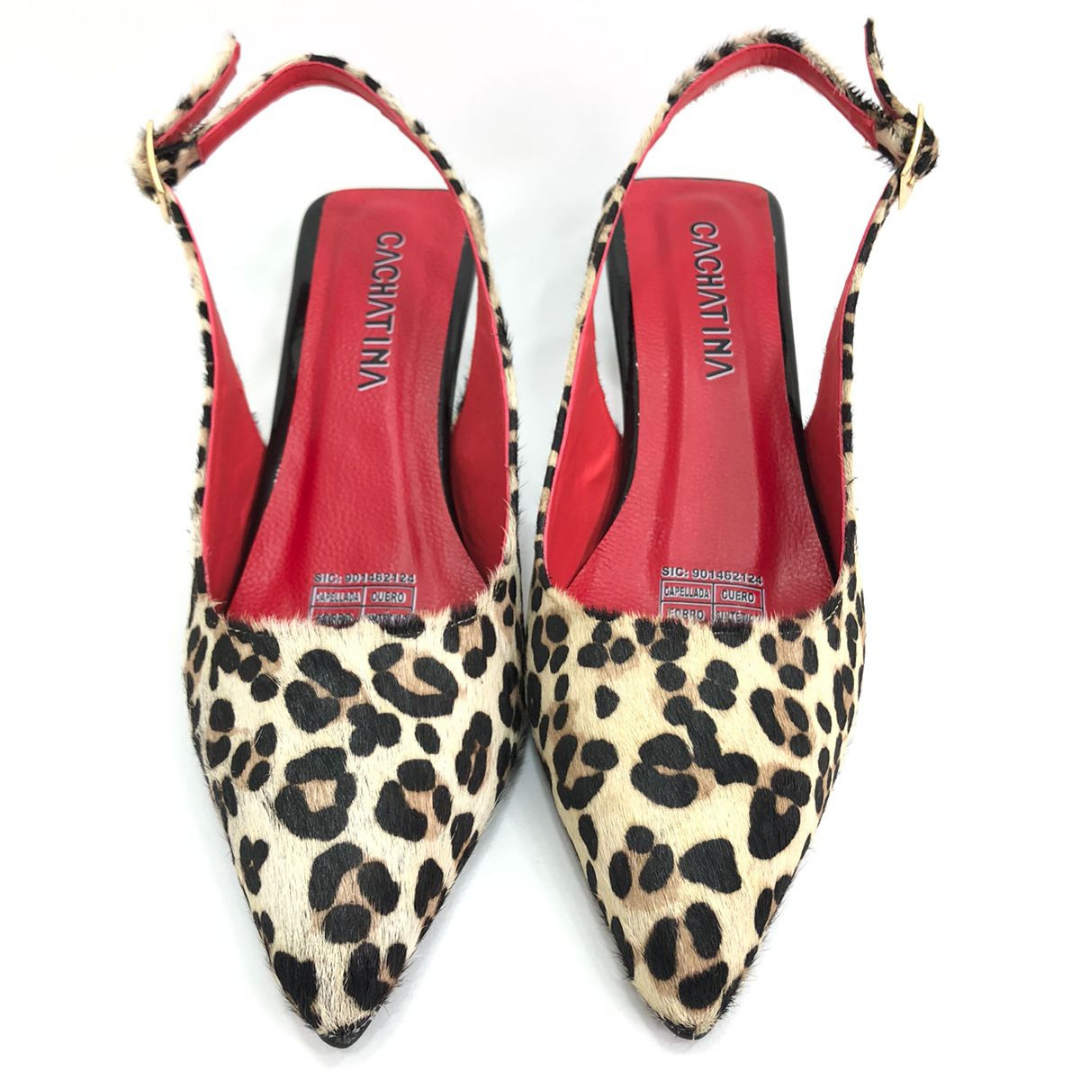 YUHONG - CALZADO CACHATINA - ESTILETO MUJER - CUERO ANIMAL PRINT X ROJO - TACON 5.5 (8 CM)