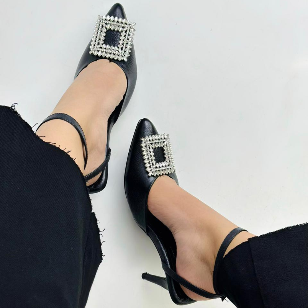 ZHEN - CALZADO CACHATINA - ESTILETO MUJER - CUERO NEGRO - TACON 7.5 (10 CM)