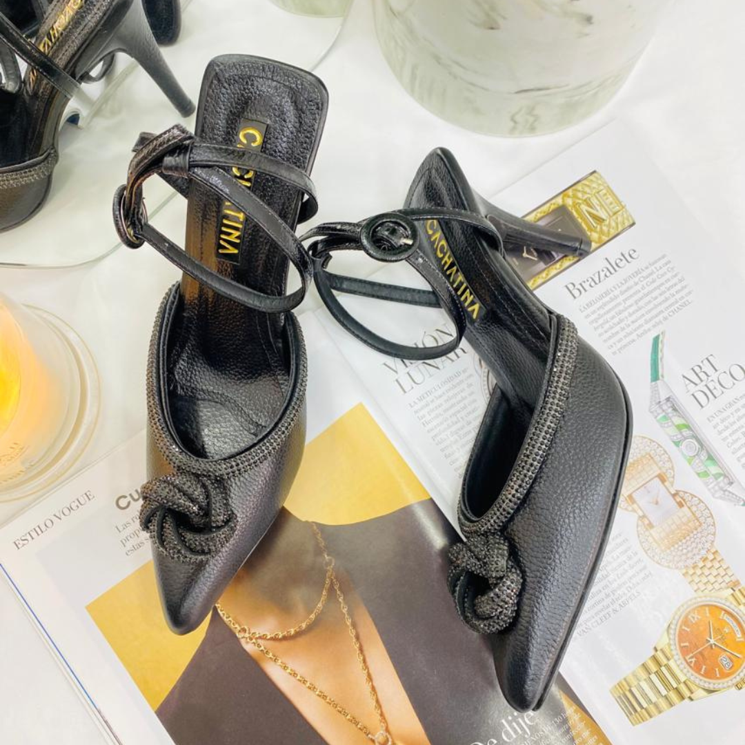 LORELAY - CALZADO CACHATINA - ESTILETO MUJER - CUERO NEGRO - TACON 8.5 (11 CM)