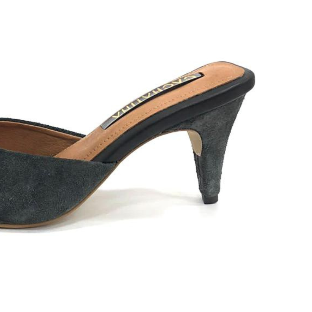 TACÒN - ZOREY - 5.5 - CUERO GAMUZA NEGRO - CALZADO CACHATINA