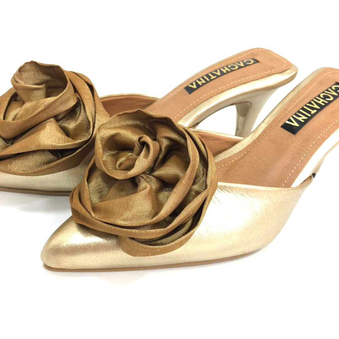 ZOREY STORE - CALZADO CACHATINA - ESTILETO MUJER - CUERO DORADO - TACON 5.5 (8 CM)