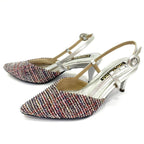 TACÒN - ZULMA - 5.5 - CUERO PLATEADO X TEX NEGRO/BLANCO - CALZADO CACHATINA