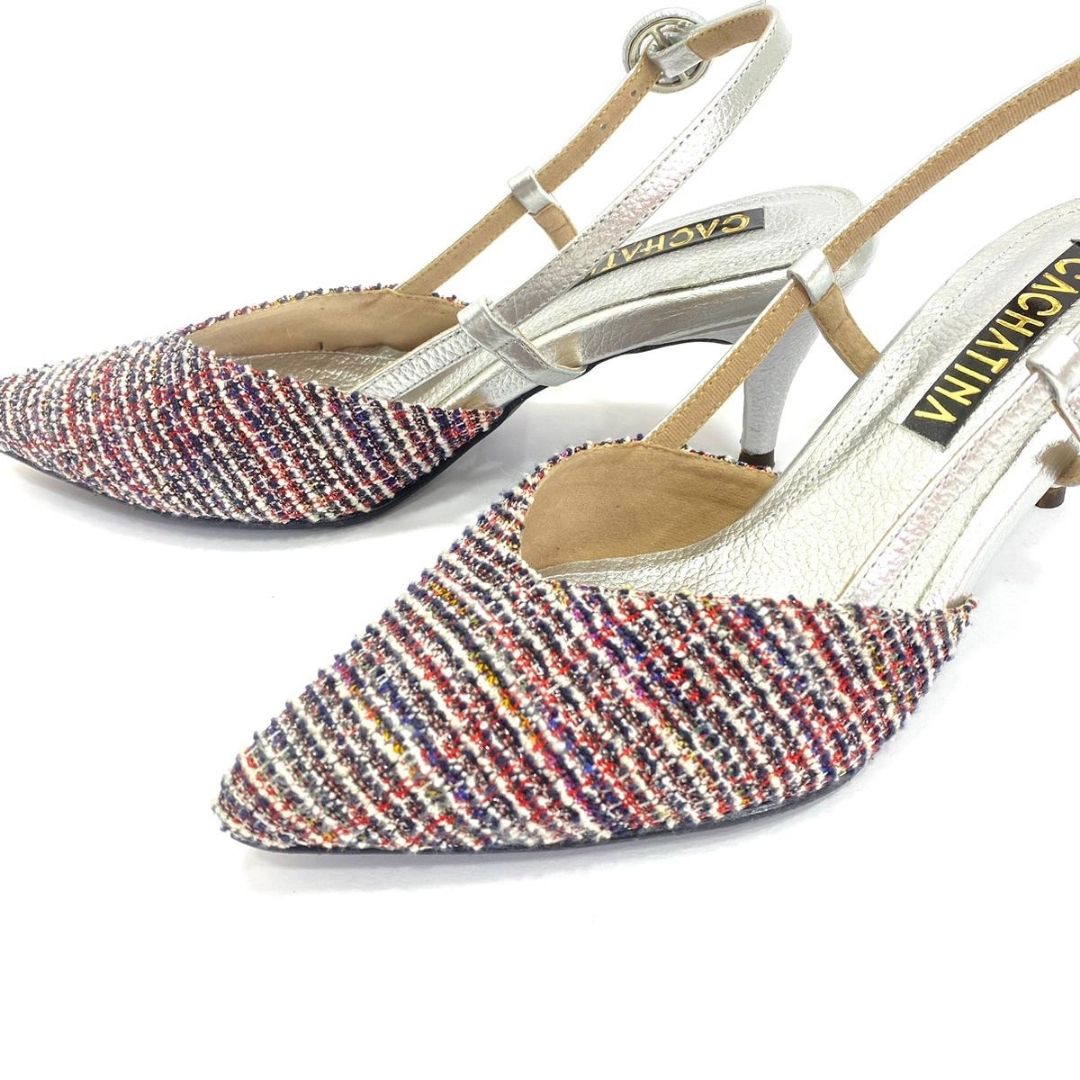 TACÒN - ZULMA - 5.5 - CUERO PLATEADO X TEX NEGRO/BLANCO - CALZADO CACHATINA