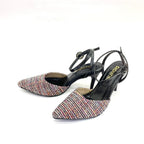 TACÒN - ZURI - 8.5 - CUERO NEGRO X TEX NEGRO/BLANCO - CALZADO CACHATINA