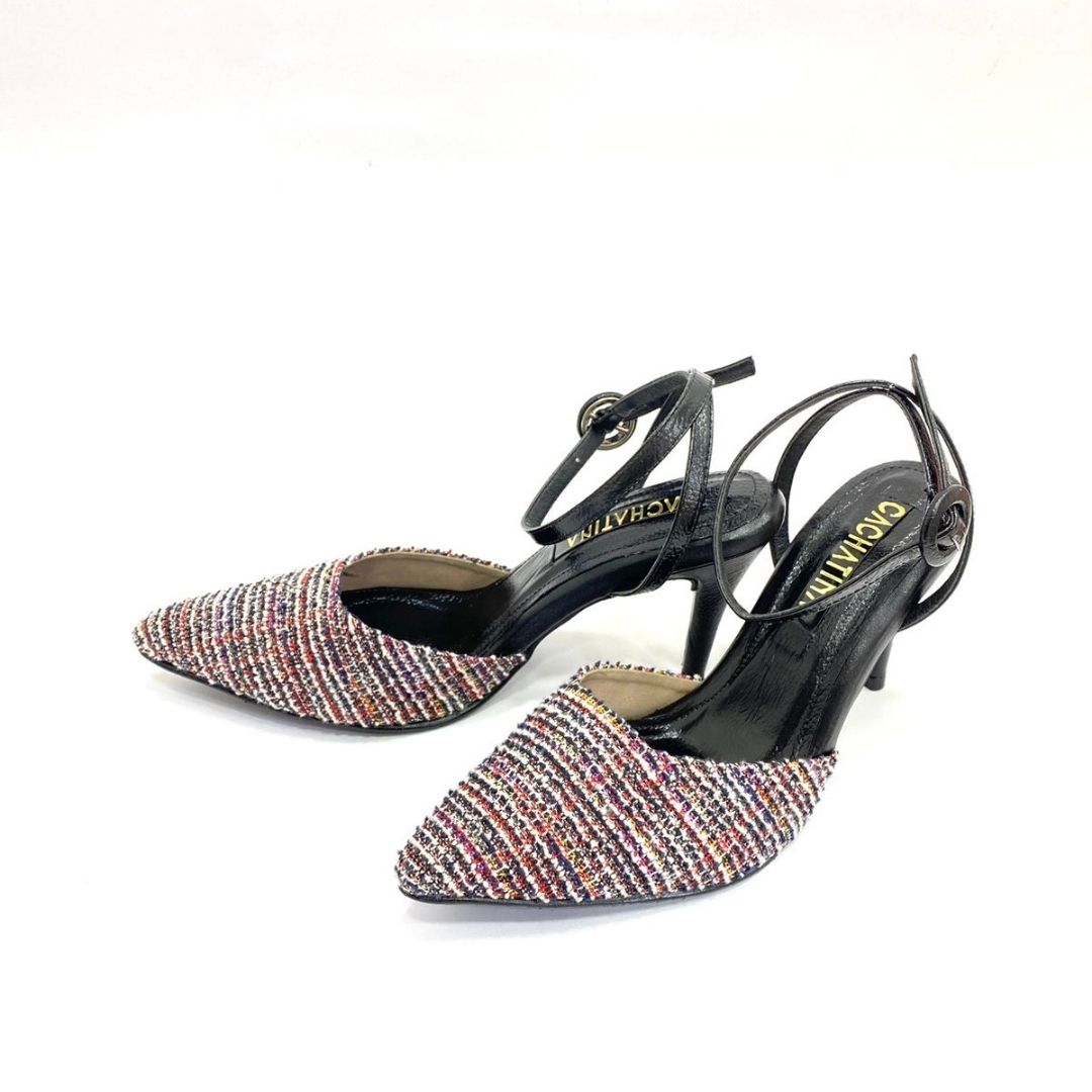 TACÒN - ZURI - 8.5 - CUERO NEGRO X TEX NEGRO/BLANCO - CALZADO CACHATINA
