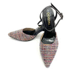 TACÒN - ZURI - 8.5 - CUERO NEGRO X TEX NEGRO/BLANCO - CALZADO CACHATINA