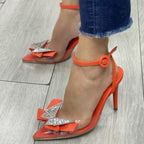 KLARENT - CALZADO CACHATINA - ESTILETO MUJER - CUERO NARANJA - TACON 8.5 (11 CM)