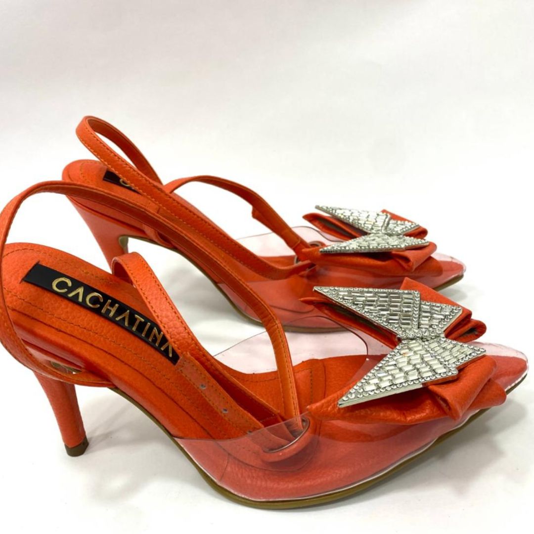 KLARENT - CALZADO CACHATINA - ESTILETO MUJER - CUERO NARANJA - TACON 8.5 (11 CM)