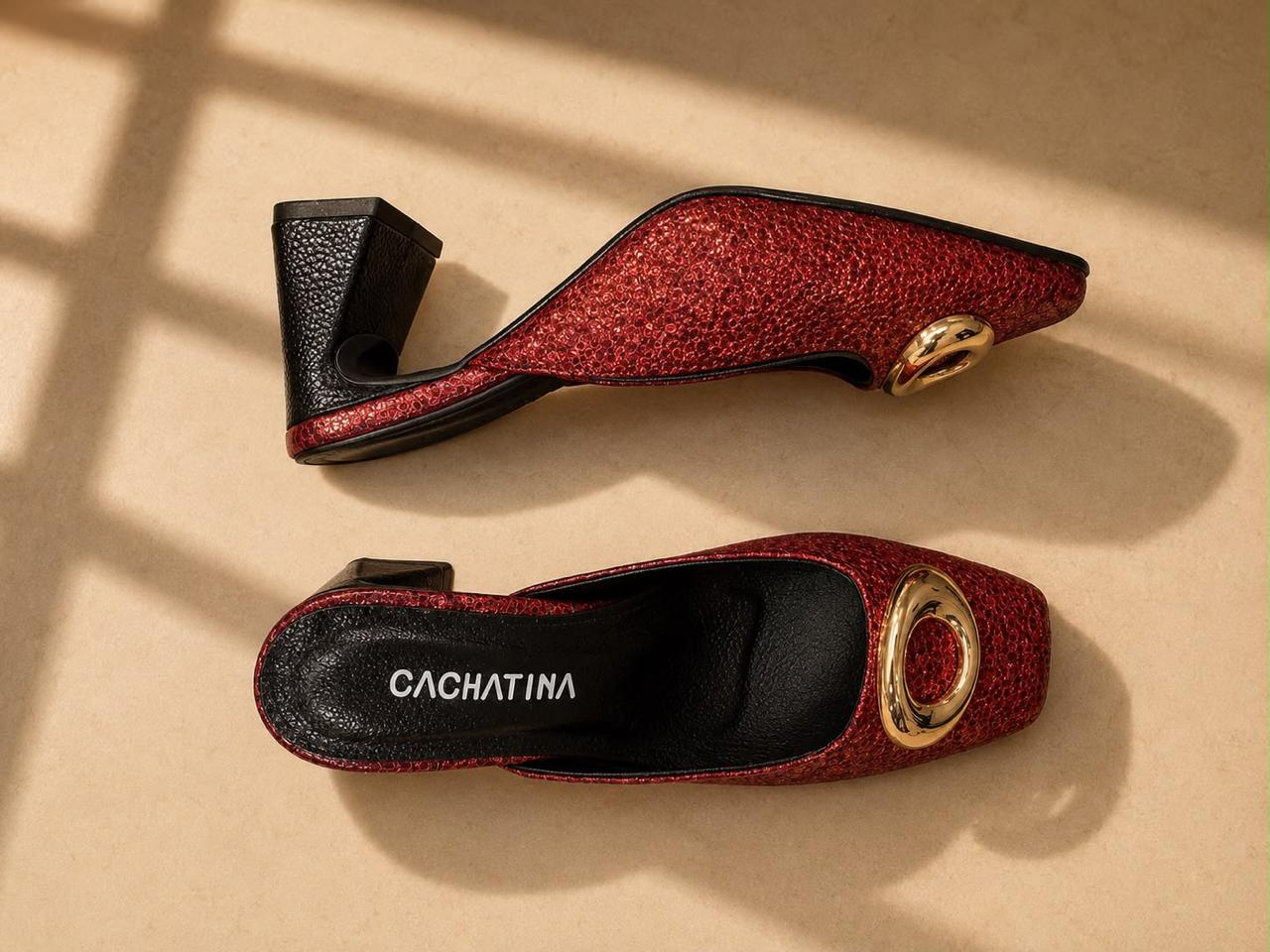 TACON BAYONA 2 - CUERO PERLA ROJO X NEGRO - ALTURA 5.5