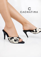 TACON SORRENTO - BAMBIE NEGRO X PRINT VACA NEGRO - ALTURA 7.5