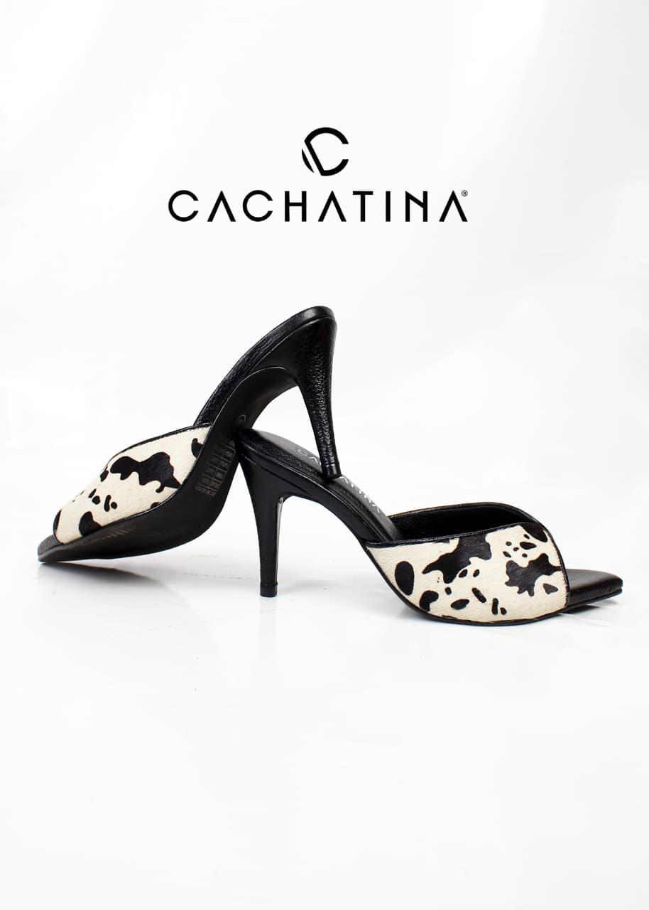 TACON SORRENTO - BAMBIE NEGRO X PRINT VACA NEGRO - ALTURA 7.5