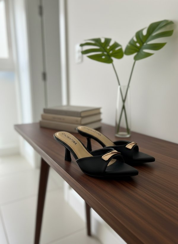 TACON BUSAN STORE - BAMBIE NEGRO - ALTURA 5.5 (7,5 CM) - CALZADO CACHATINA