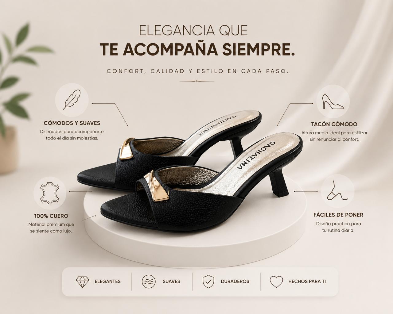 TACON BUSAN - BAMBIE NEGRO - ALTURA 5.5 (7,5 CM) - CALZADO CACHATINA