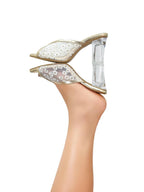 TACON CECI - FEDERICA DORADO X MALLA GIRASOLES - TACON CRISTAL 7.5 - TACON MUJER - CALZADO CACHATINA
