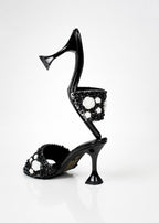 TACON FLOR DE LUNA -CAPELLADA CHAROL NEGRO - ALTURA 7.5 (10 CM) - CALZADO CACHATINA