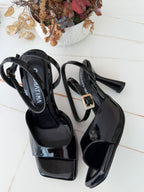 TACON ITALIA STORE - CHAROL MOJADO NEGRO - ALTURA  7.5 (10 CM) - CALZADO CACHATINA