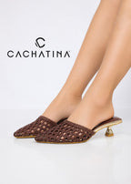 TACON LADY - TEJIDO CHOCOLATE - ALTURA 3.5 - CALZADO CACHATINA