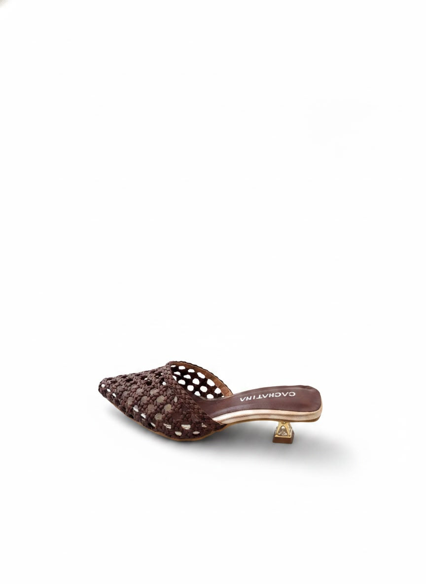 TACON LADY - TEJIDO CHOCOLATE - ALTURA 3.5 - CALZADO CACHATINA