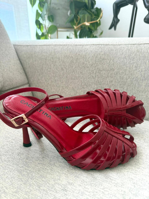 TACON SINGAPUR - CHAROL ROJO - ALTURA 7.5 (10 CM) - CALZADO CACHATINA