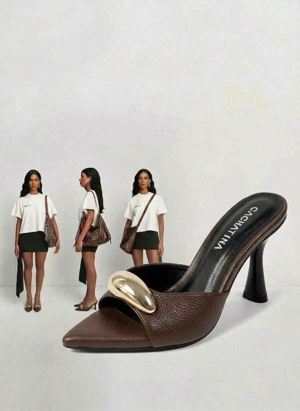 TACON TURIN - BAMBIE CHOCOLATE AVELLANA - ALTURA 7.5 (10 CM) - CALZADO CACHATINA