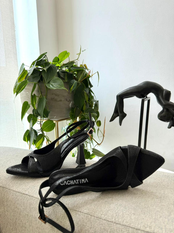 TACON VERONA - FAUNA NEGRA - ALTURA 7.5 (10 CM) - CALZADO CACHATINA