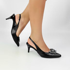CALZADO CACHATINA - TACON MUJER - BELLA - CUERO NEGRO - ALTURA 5.5 (8 CM)
