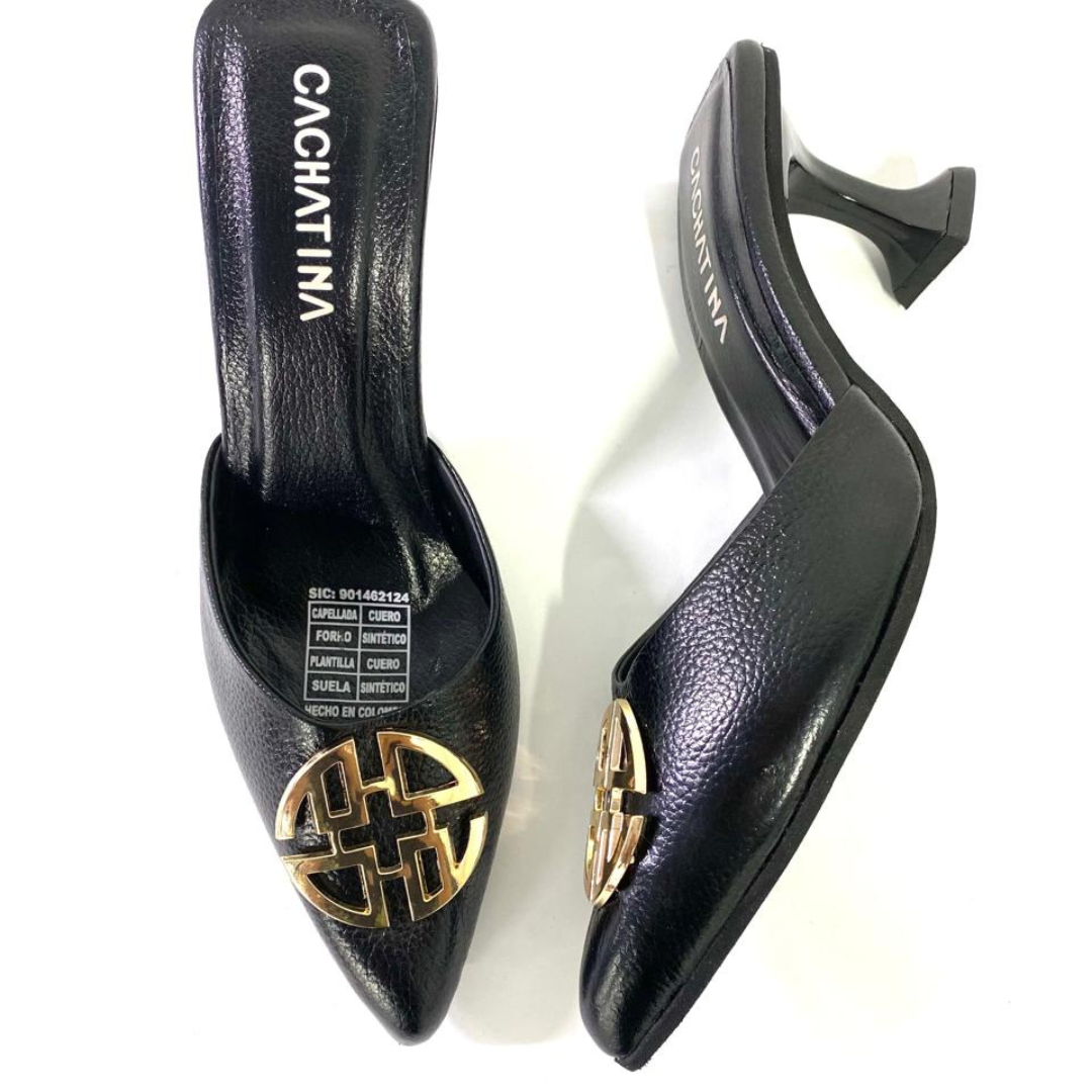 CERELIA - CALZADO CACHATINA - ESTILETO MUJER - CUERO BAMBI NEGRO - TACON 5.5 (8 CM)