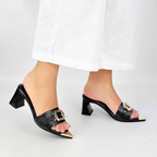 CALZADO CACHATINA - TACON MUJER - DIOLIBETH - CUERO NEGRO - ALTURA 5.5 (7 CM)