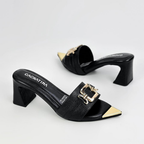 CALZADO CACHATINA - TACON MUJER - DIOLIBETH - CUERO NEGRO - ALTURA 5.5 (7 CM)