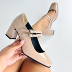 CALZADO CACHATINA - TACON MUJER - EDITH - CUERO CHAROL TAUPE - ALTURA 5.5 (7 CM)
