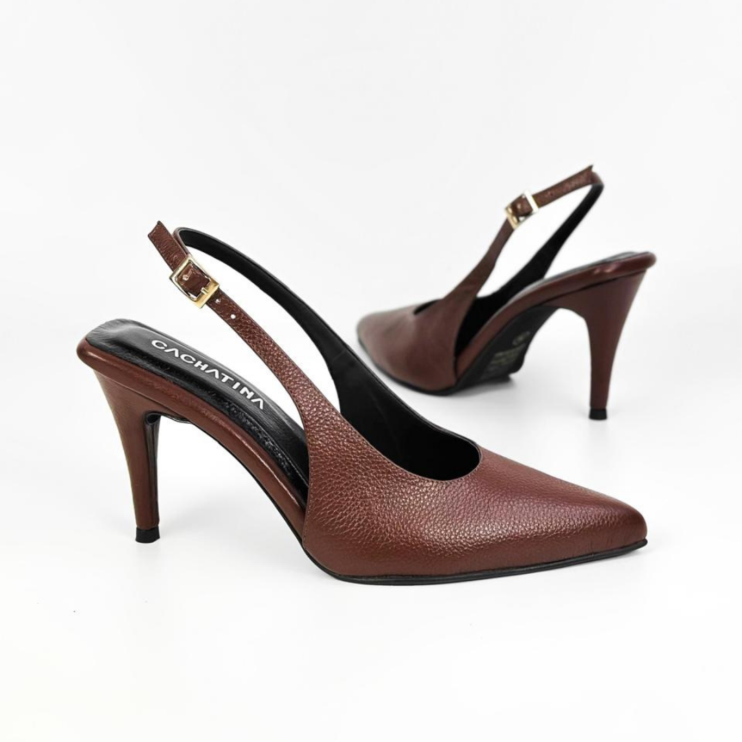 BIRGIT - CALZADO CACHATINA - ESTIELTO MUJER - BAMBI CHOCOLATE AVELLANA - TACON 7.5 (10 CM) 