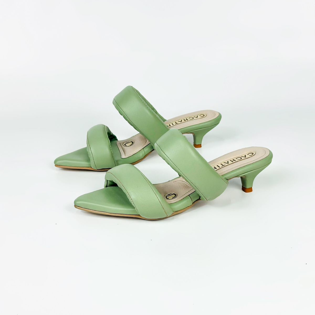 JULES - CALZADO CACHATINA - ESTILETO MUJER - CUERO CONFECCION VERDE ALOE - TACON 3.5 (5 CM)