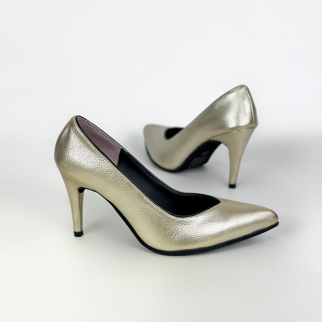 CALZADO CACHATINA - TACON MUJER - KAELYA - CUERO  DORADO - ALTURA 5.5 (7 CM)