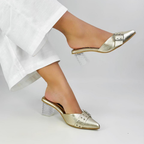 CALZADO CACHATINA - TACON MUJER - REGINA - CUERO BAMBY ORO ITALIANO - ALTURA 5.5 (7 CM)