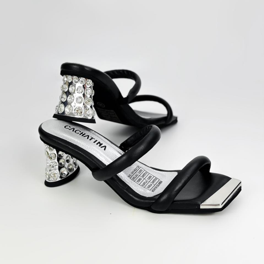 CALZADO CACHATINA - TACON MUJER - STHEPIE - CUERO CONFECCION NEGRO - ALTURA 5.5 (7 CM)
