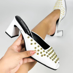 CALZADO CACHATINA - TACON MUJER - WINOA - CUERO BLANCO - ALTURA 5.5 (7 CM)