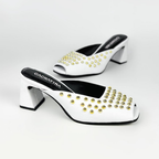 CALZADO CACHATINA - TACON MUJER - WINOA - CUERO BLANCO - ALTURA 5.5 (7 CM)