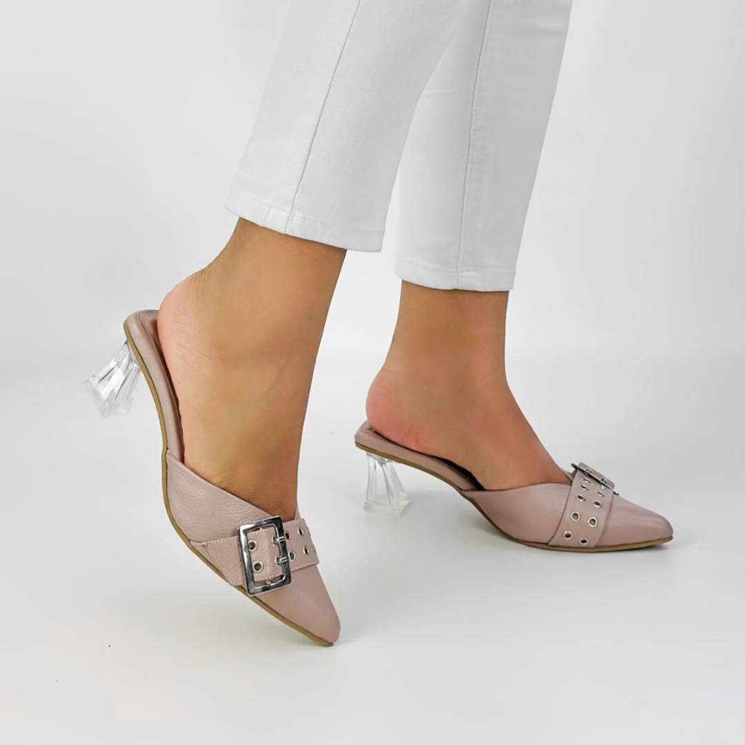 CALZADO CACHATINA - TACON MUJER - ZURA - CUERO TAUPE - ALTURA 5.5 (7 CM)