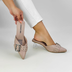 CALZADO CACHATINA - TACON MUJER - ZURA - CUERO TAUPE - ALTURA 5.5 (7 CM)