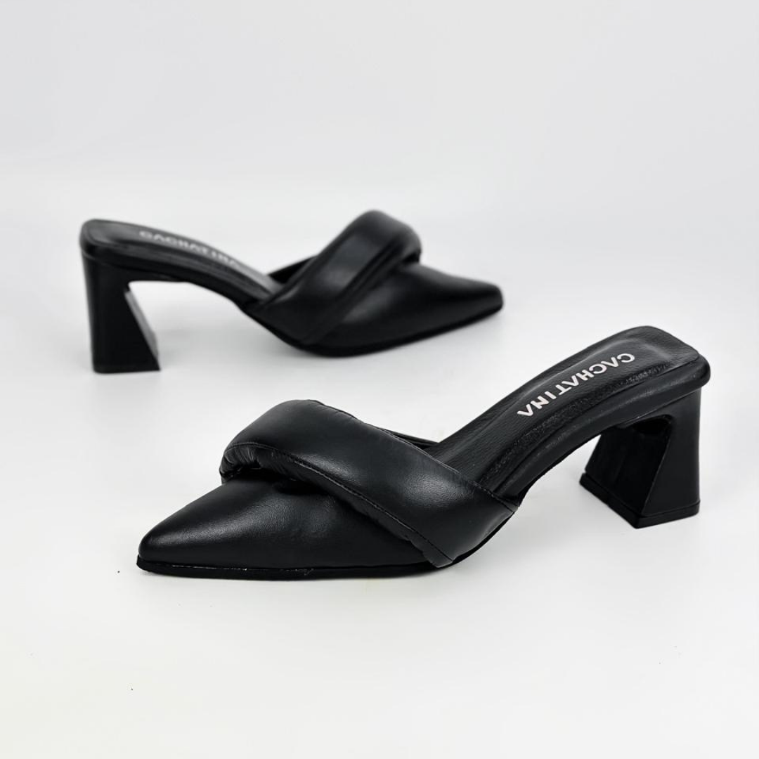BASMA STORE - CALZADO CACHATINA - ESTILETO MUJER - CUERO CONFECCION NEGRO - TACON 5.5 (7.5 CM) 
