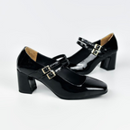 CALZADO CACHATINA - TACON MUJER - EDITH - CUERO CHAROL NEGRO - ALTURA 5.5 (7 CM)