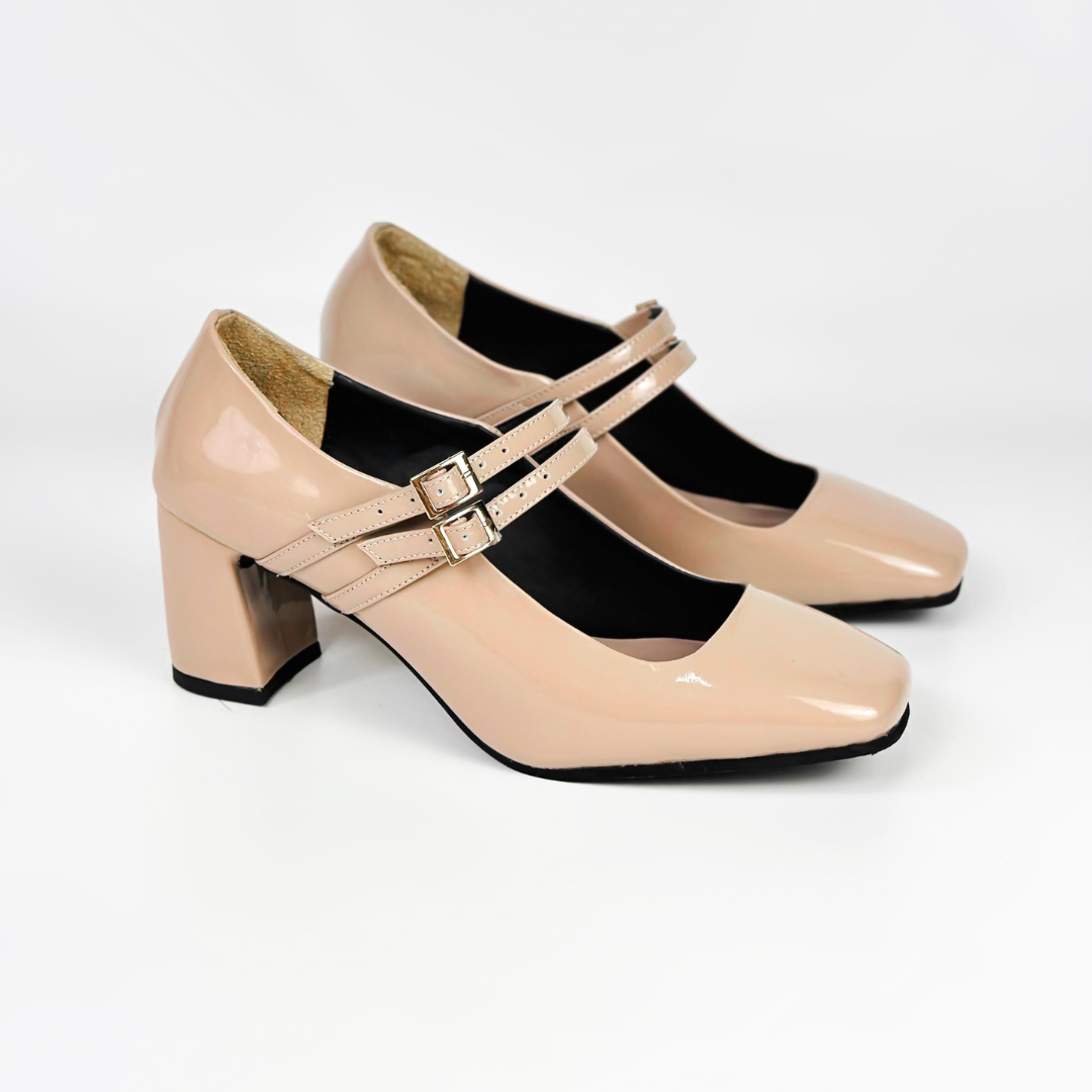 CALZADO CACHATINA - TACON MUJER - EDITH - CUERO CHAROL TAUPE - ALTURA 5.5 (7 CM)
